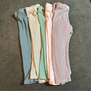 5 pair Set of Kyte Bamboo Ribbed Leggings in Pastel Colors size 2T
